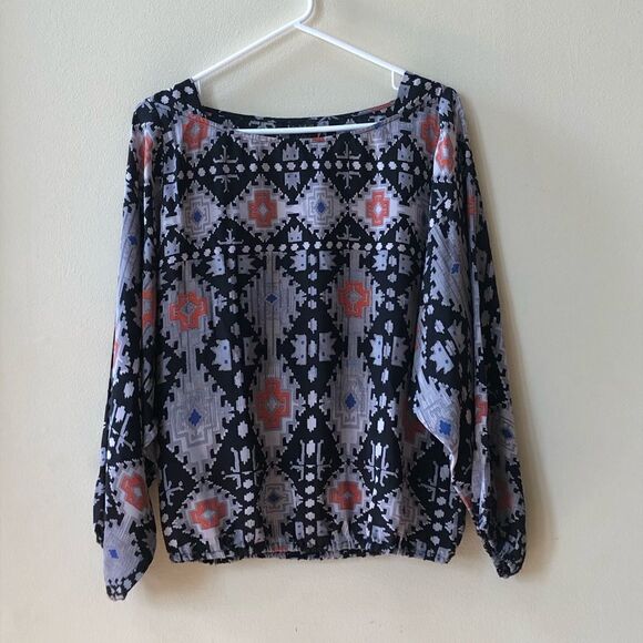 Ella Moss Silk Aztec Print Top - Picture 1 of 5
